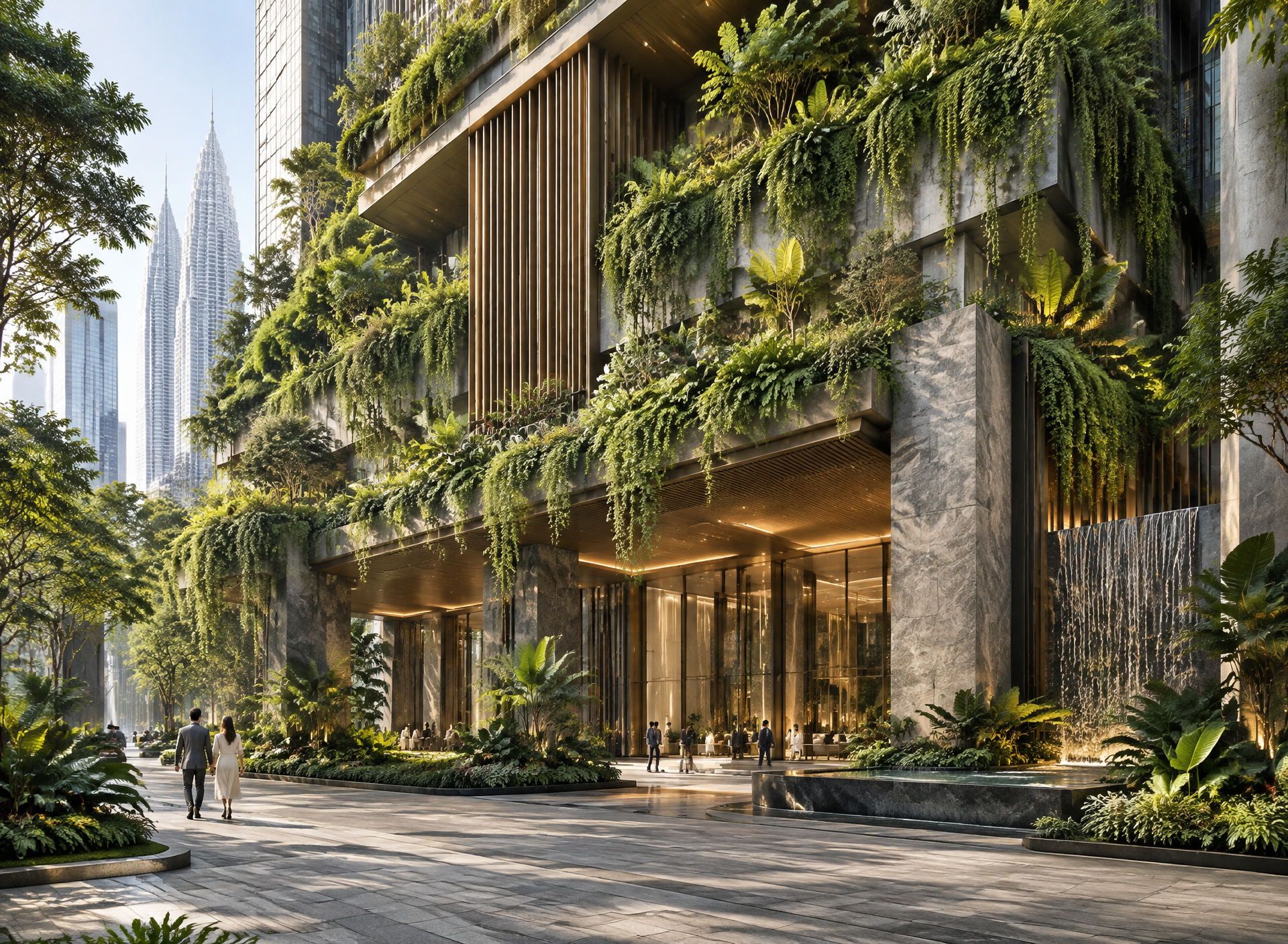 Vertical garden facade on the residences