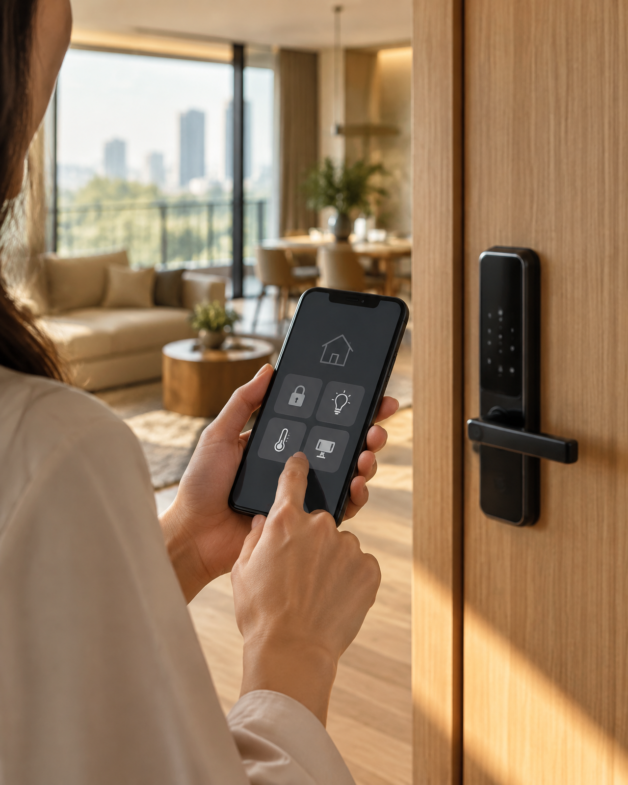 Resident using smart home technology